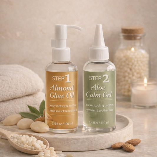 Professional Pre & Post Wax Skincare Kit for Women – Aloe Vera After Wax Gel & Almond Oil Wax Remover