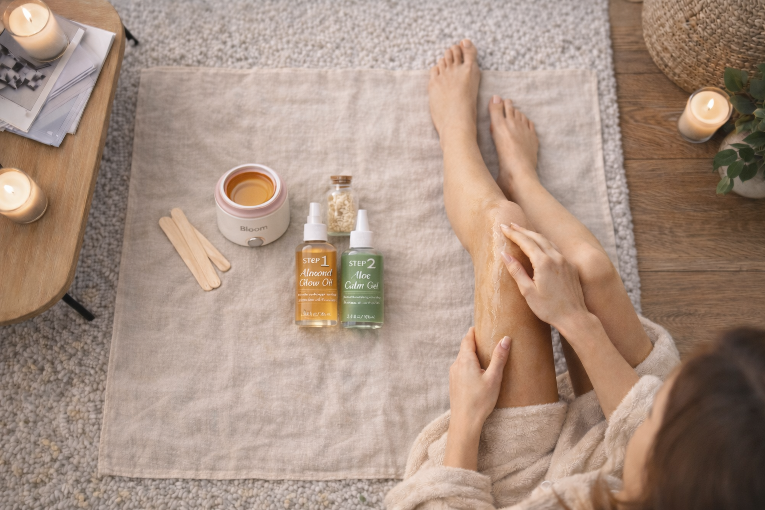 Professional Pre & Post Wax Skincare Kit for Women – Aloe Vera After Wax Gel & Almond Oil Wax Remover